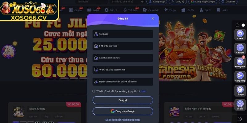 Hướng dẫn thao tác đăng ký XOSO66 từng bước cụ thể