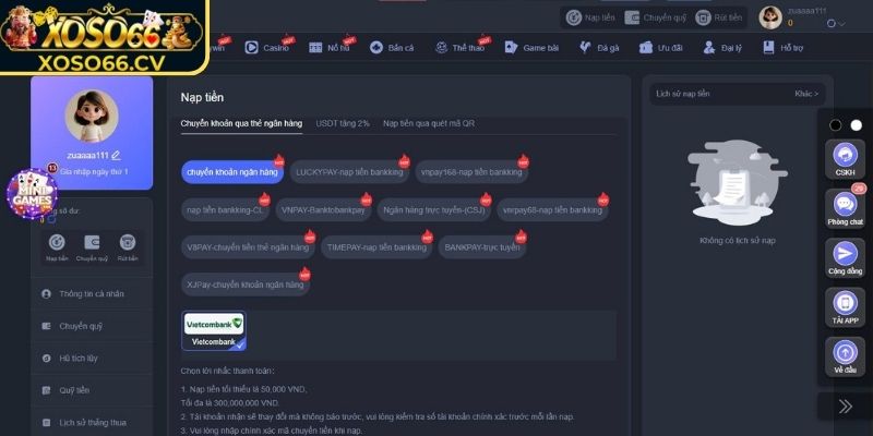 Khám phá các thao tác nạp tiền tại XOSO66 dễ dàng